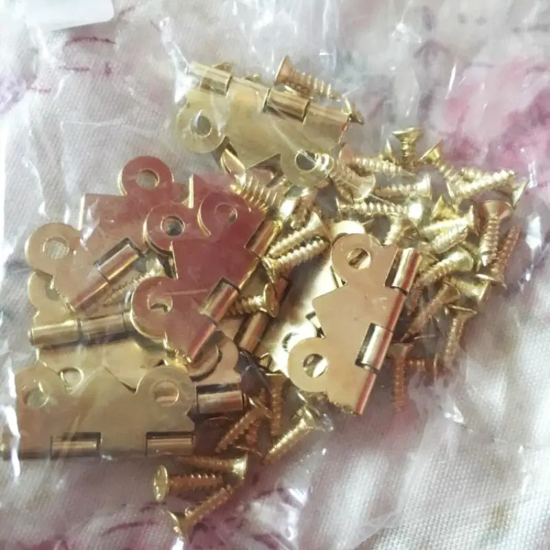 Goedkoop 10 stks Gold Mini Vlinder Deur Scharnieren Kast Lade Sieraden Doos Scharnier Meubels Scharnier s DIY Hardware Gereedschap Mayitr