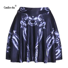 CANDICE ELSA женские юбки цифровая печать плиссированные юбки Скелет Черный Skt1197