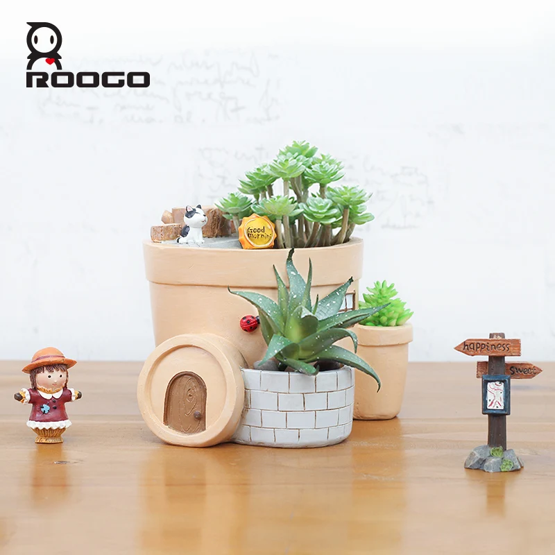 Roogo оригинальный мультяшный дом в форме животного бонсай искусственная Смола