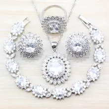 Свадебный костюм брелок 925 пробы серебро белый цикроний, Кристалл Ювелирные наборы клипсы/Цепочки и ожерелья& Подвески с кольцо/браслет T240