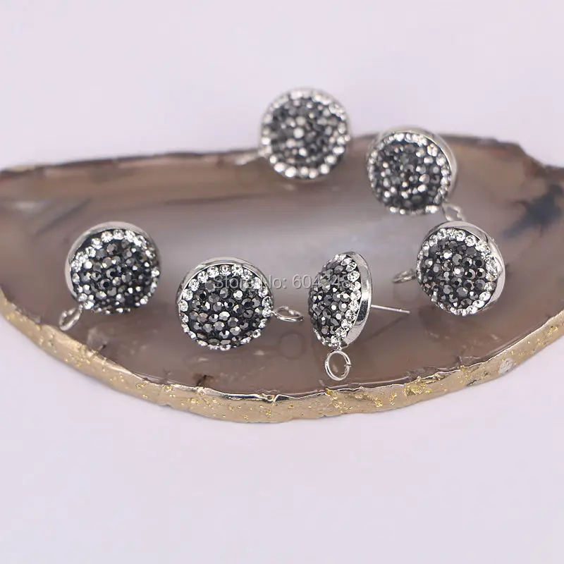 

20Pairs Zyunz Round shape stud jewelry finding pave crystal rhinestone for earrings fashion jewelry finding