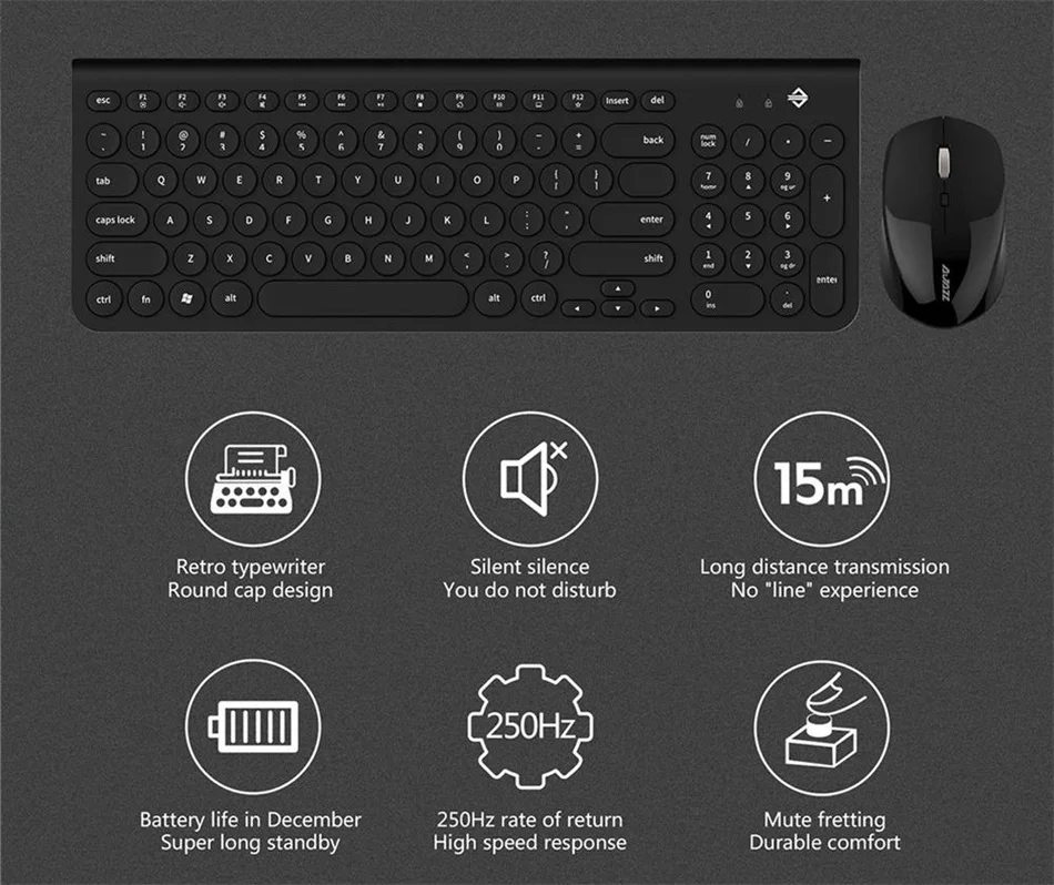 Ajazz 325i 96 key keyboard gaming 2.4G wireless pc gamer wireless mouse kit keycap gaming pc gamer combo (3)