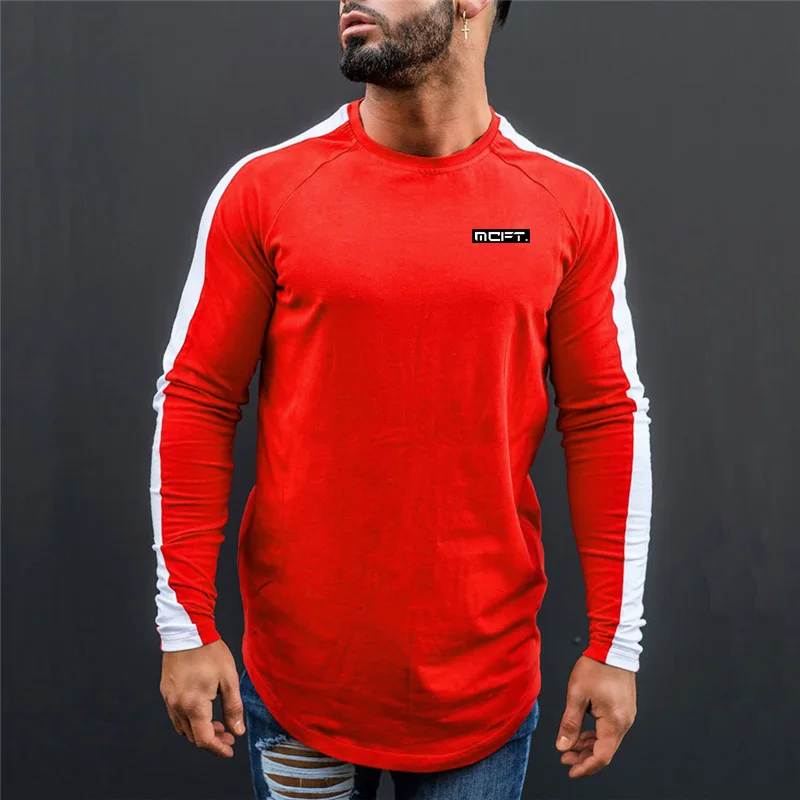 

New Spring Autumn Men Cotton Long Sleeve T Shirt Fitness Workout Gyms Clothing Male Casual Fashion Brand Tees Shirt Men