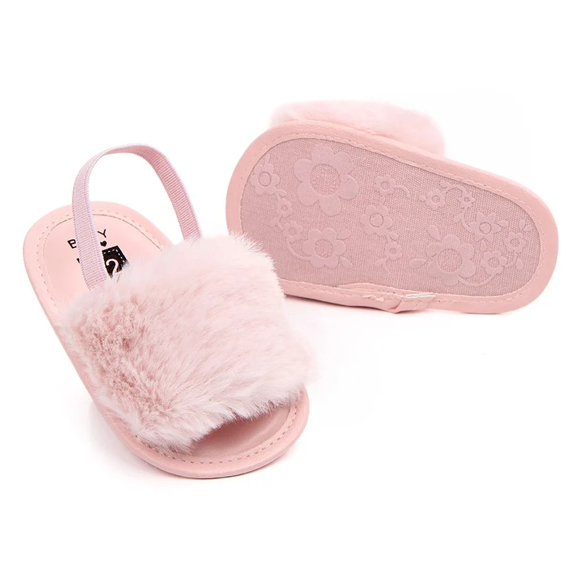 Сандалии для девочек детская обувь для новорожденных из искусственного плюша для маленьких девочек сандалии модные домашние сандалии