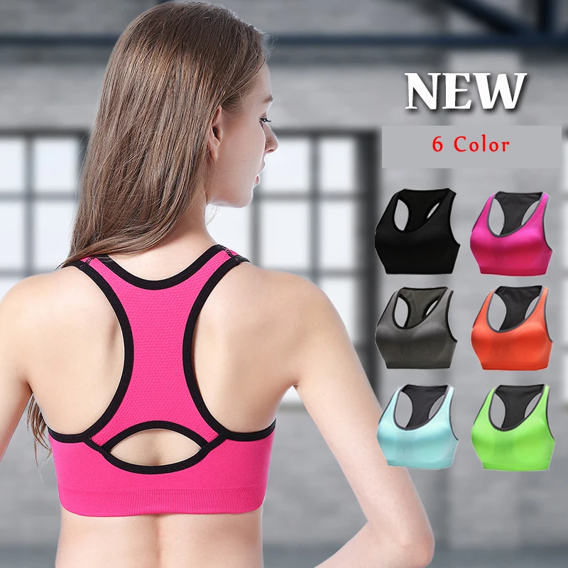 

2019 New Shockproof Sports Bra Plus Size Breathable Anti-friction Bra Push Up 6 Color Women Fitness Bra for Yoga Running Gym