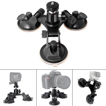 

Actioncamera accessories 3 Leg Car Suction Cup Holder Triangle Mini Tripod Head Adapter for Go Pro SJCAMFOR Xiaomi Yi 4K DSLR