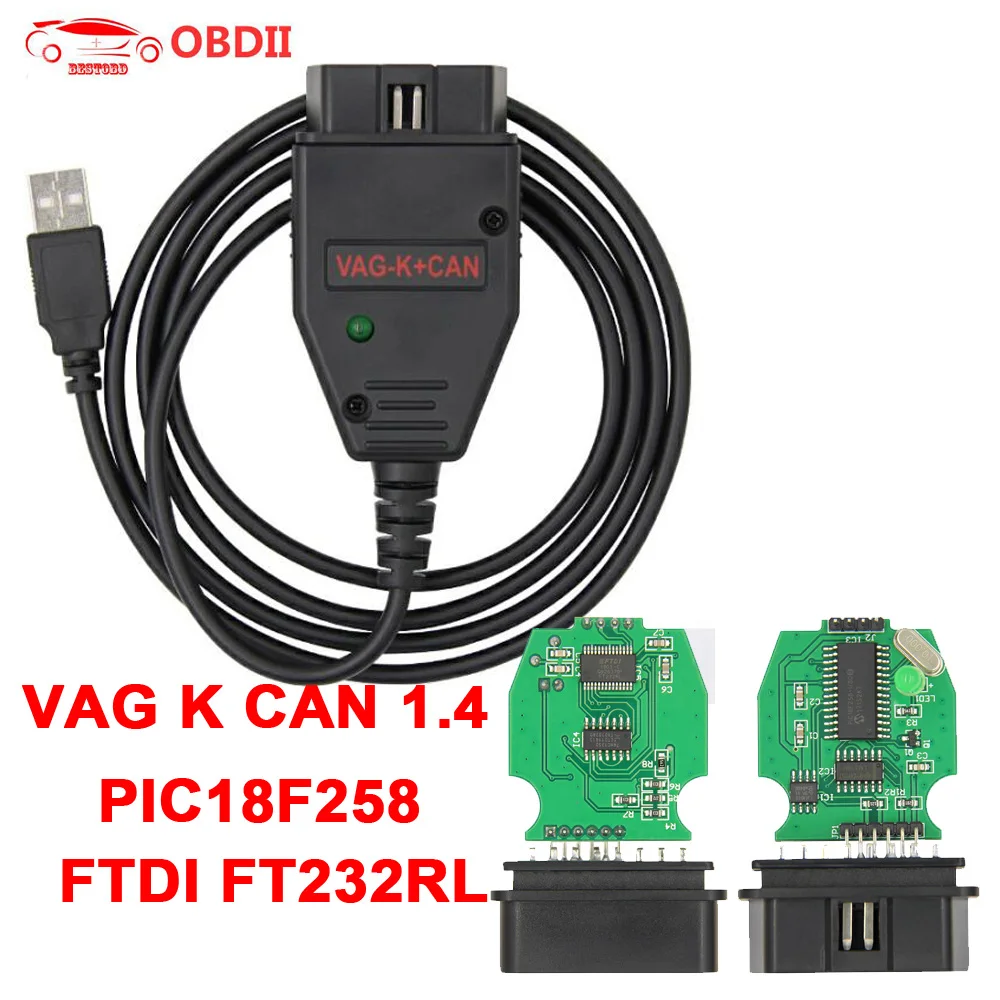 

VAG K+CAN Commander 1.4 FTDI FT232RL+PIC18F258 Chip OBDII OBD2 Diagnostic Interface Cable for VW/AUDI/SKODA/SEAT VAG Scanner