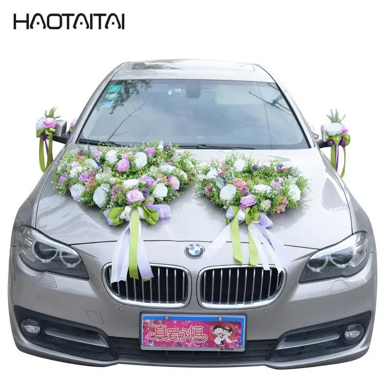 Искусственные цветы, 1 компл./лот, свадебные украшения автомобиля, красный, розовый, луна Стиль Свадебный цветок с медведем 2018