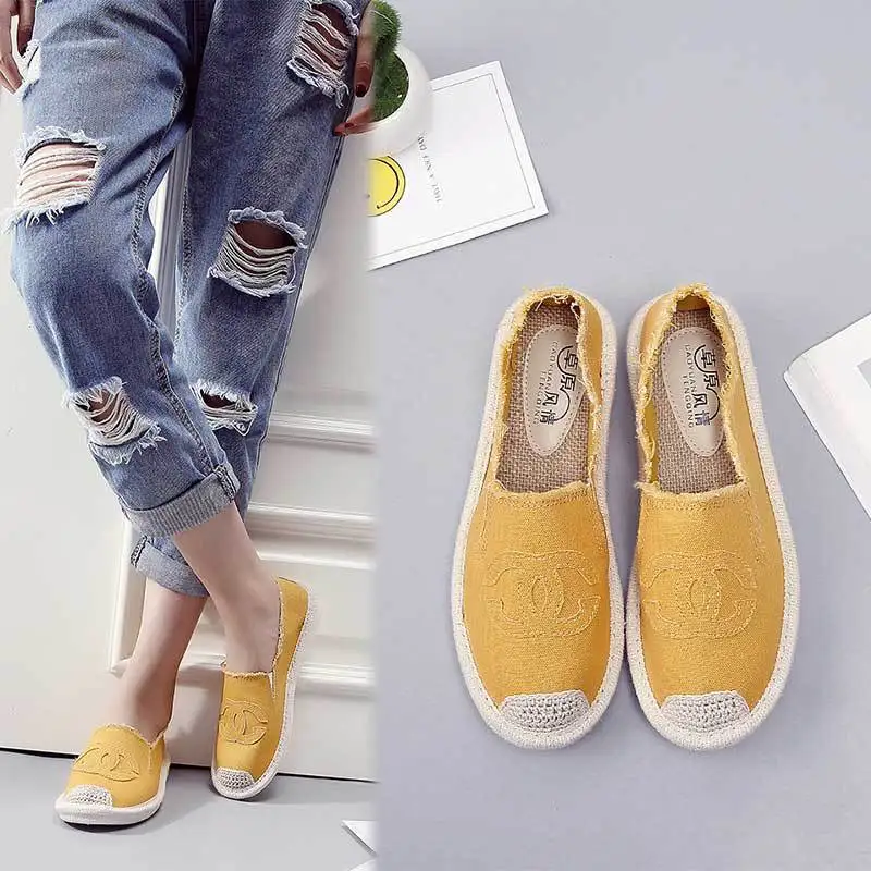 

2019 summer new candy color casual flat shoes female canvas fisherman lazy flat shoes lightweight breathable soft casual shoes