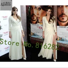 Neue 2016 Sexy Gerade v-ausschnitt Abendkleider Nach Maß Falte Side Split Lange Formale Kleid Abendkleider vestido longo