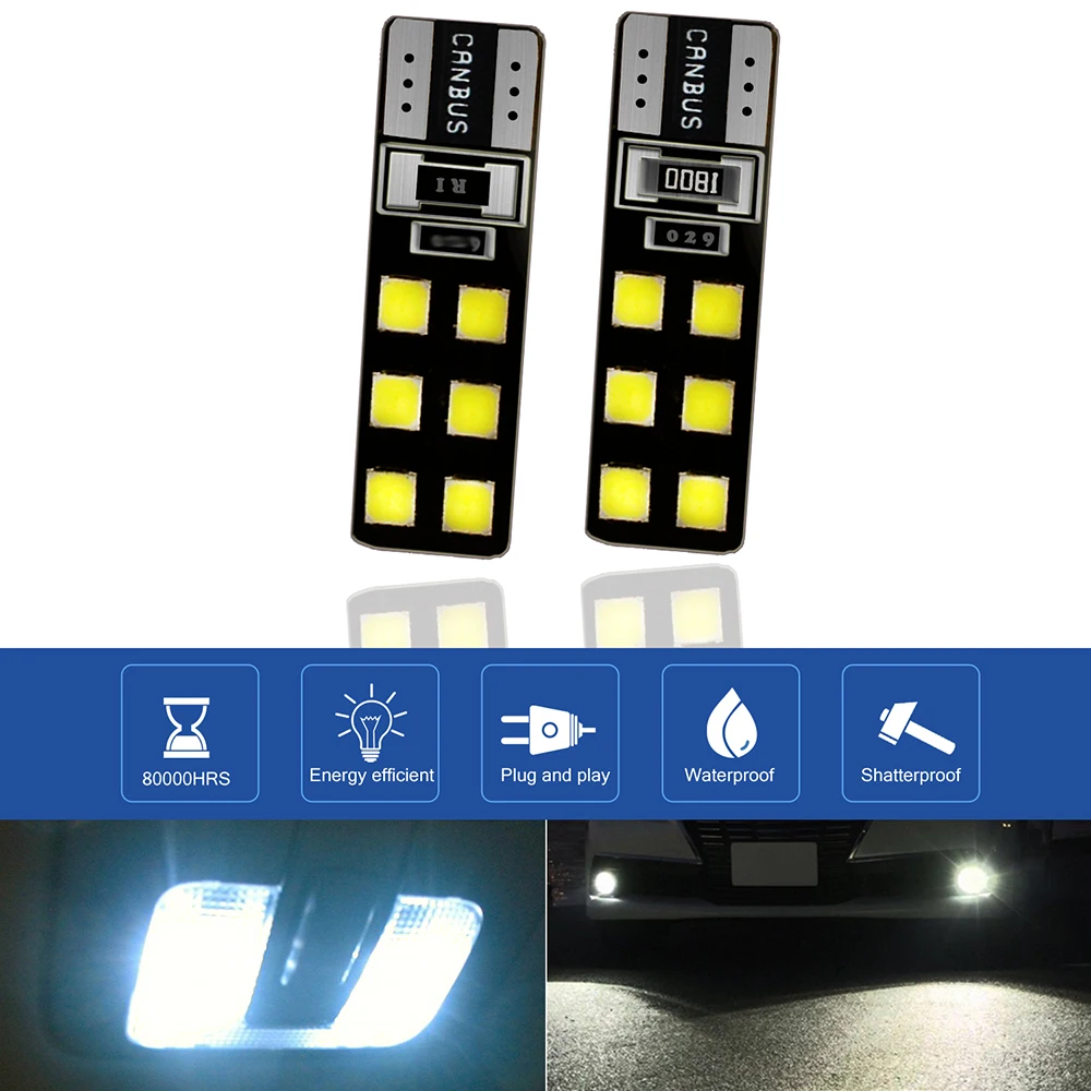 2 шт. T10 led CANBUS 12led 5730smd светодиодный автомобильный светильник t10 w5w led широкий Ширина светильник лампа без ошибки 12V Горячая распродажа