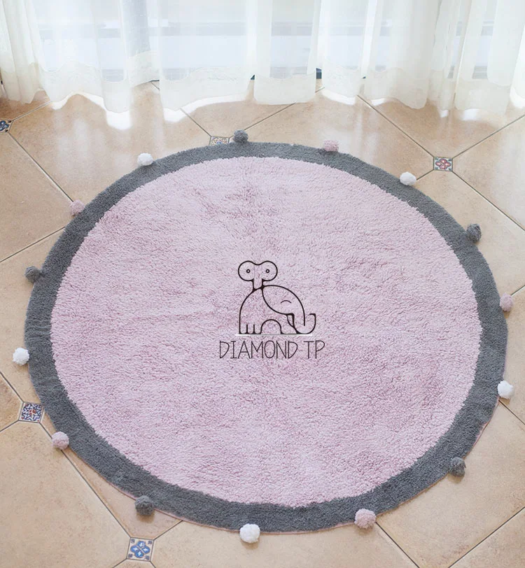 

INS Wind Euro-American Round Ball Cotton Mat Children's Home Carpet Door Mat Photography Props Carpet Mat