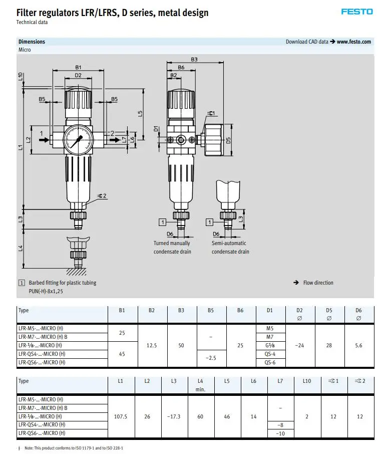 LFR-1/2-D-MINI LFR-1/2-D-MAXI LFR-1/2-D-MAXI-MPA LFR-1-D-MAXI фильтр с автоматической дренажной трубкой серии LFR