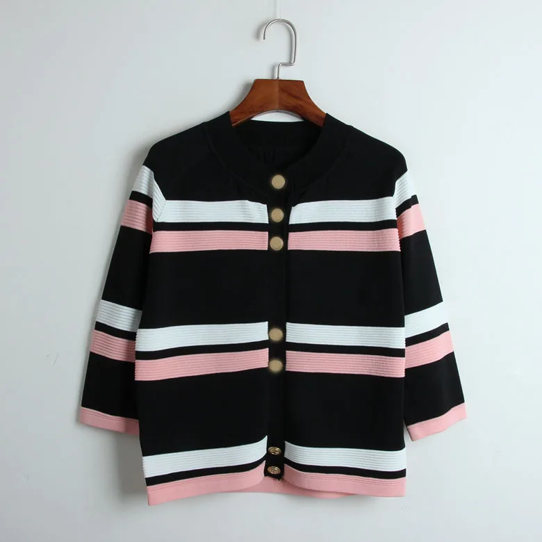 

Hit Color Striped Cardigan Sweater 2019 Spring Single Breasted Womens Sweater Cardigan Ladies Brand Runway Knitted Coat Outwear