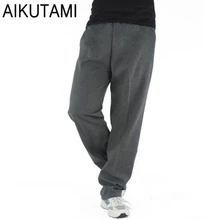 Однотонные мужские штаны для бега из хлопка, свободные дышащие спортивные штаны большого размера, спортивные тренировочные баскетбольные штаны для бега размера плюс