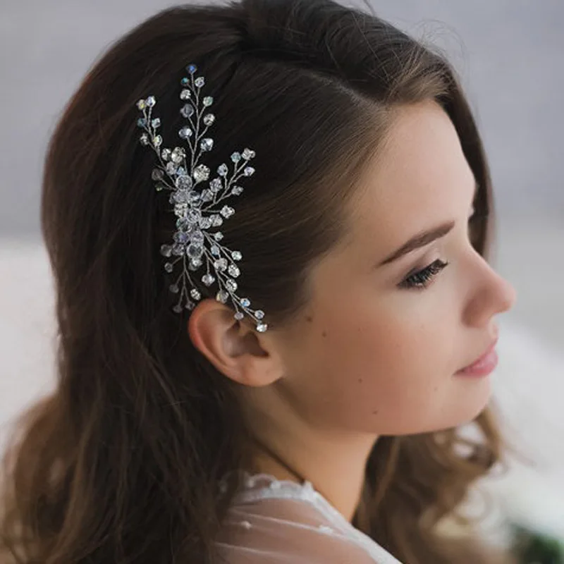 1pcs Hair pins Wedding Crystal Pearl For Silver Bridal Hair Accessories