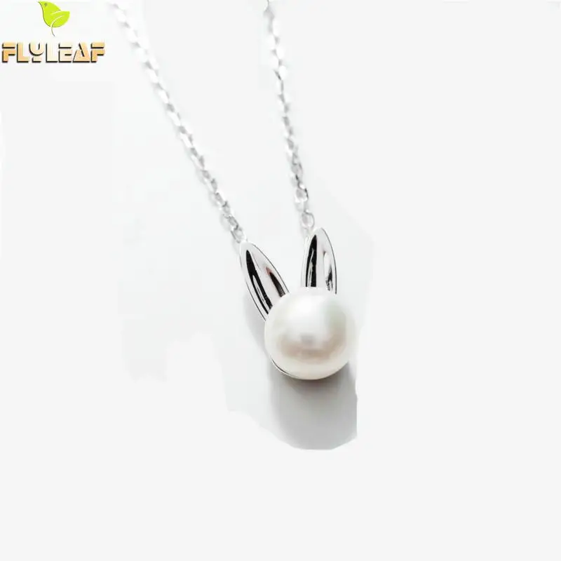 

Flyleaf Brand 100% 925 Sterling Silver Natural Beads Rabbit Necklaces & Pendants For Women Cute Sweet Style Jewelry