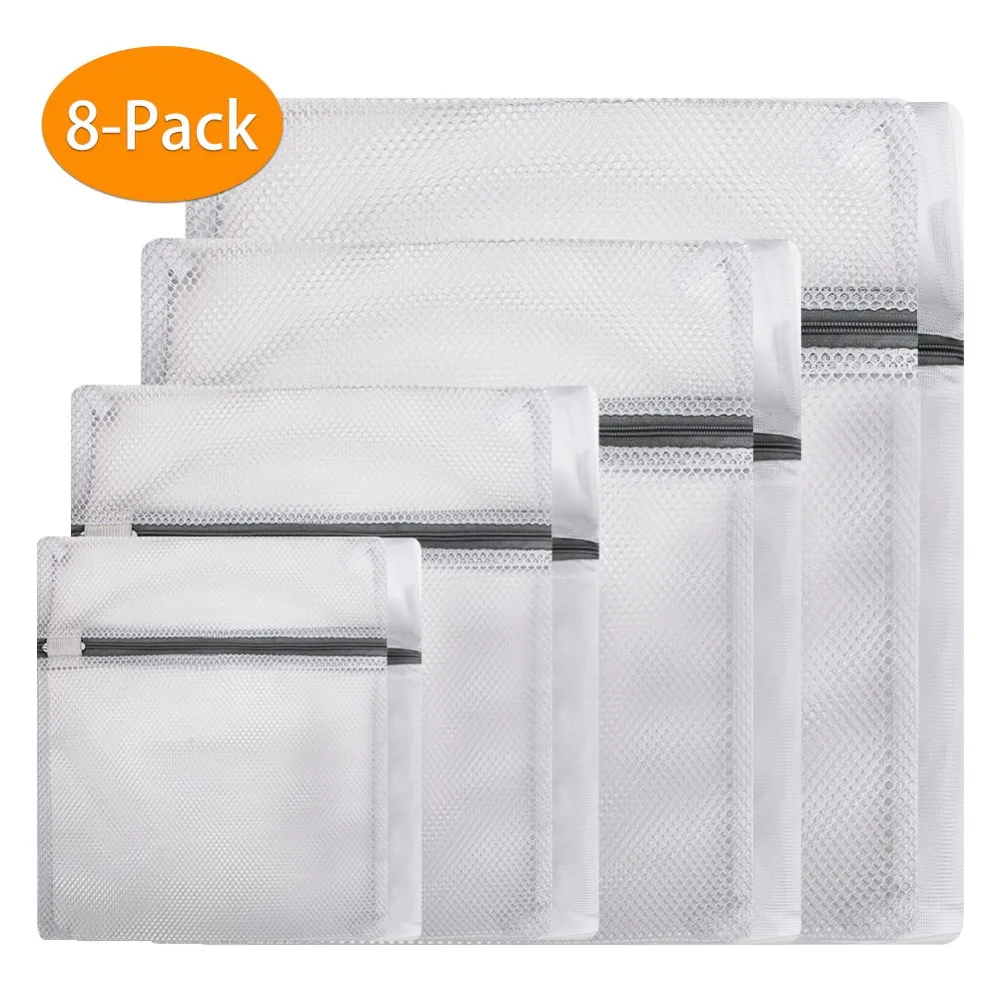 

8PCS Zippered Mesh Laundry Wash Bag for Delicates Lingerie Socks Underwear Bra Bag Machine Protection Net Mesh Clothes Bags