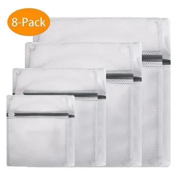 

8PCS Zippered Mesh Laundry Wash Bag for Delicates Lingerie Socks Underwear Bra Bag Machine Protection Net Mesh Clothes Bags