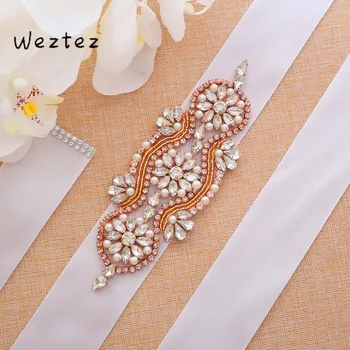

Bridal Waist Belt Pearl Hand Made Crystal Belt Crystal Wedding Belt Flower Belt Sash For Evening Dress SD145RG