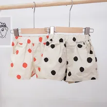 Детские Шорты повседневные корейские штаны в горошек для девочек и мальчиков, Стильные пляжные шорты летние резинка на талии, штаны для малышей 2, 3, 4, 5, 6 лет