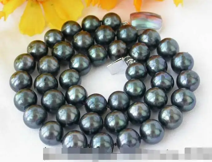 

FREE SHIPPING>>>@@ > 3368 round Tahitian black freshwater pearl necklace