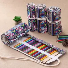 

Back To School Favors Vintage Printed Canvas Roll Up Pencil Holder Makeup Pen Case Bag Wrap Curtain Sketch School Supplies