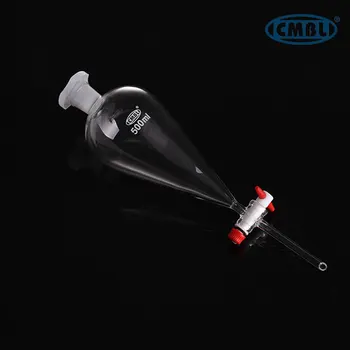 

500ml Glass Separating Funnel 3.3 Borosilicate Glass Lab Glassware PTFE Stopper Clear And Thick