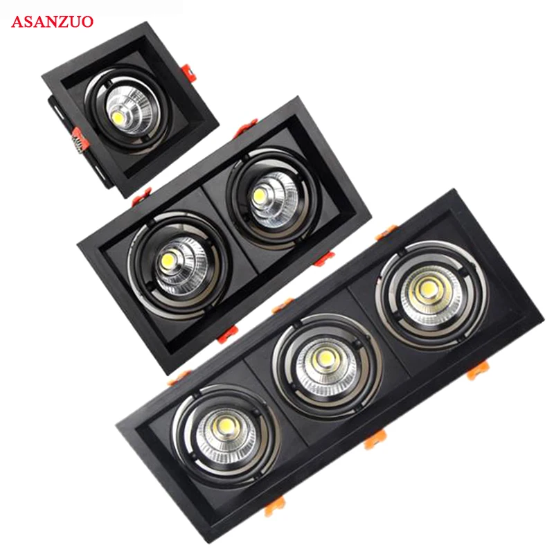 

Black / White square Dimmable COB LED downlights 10W20W30W LED Ceiling Lamp 110V220V Warm/white rotating recessed downlights