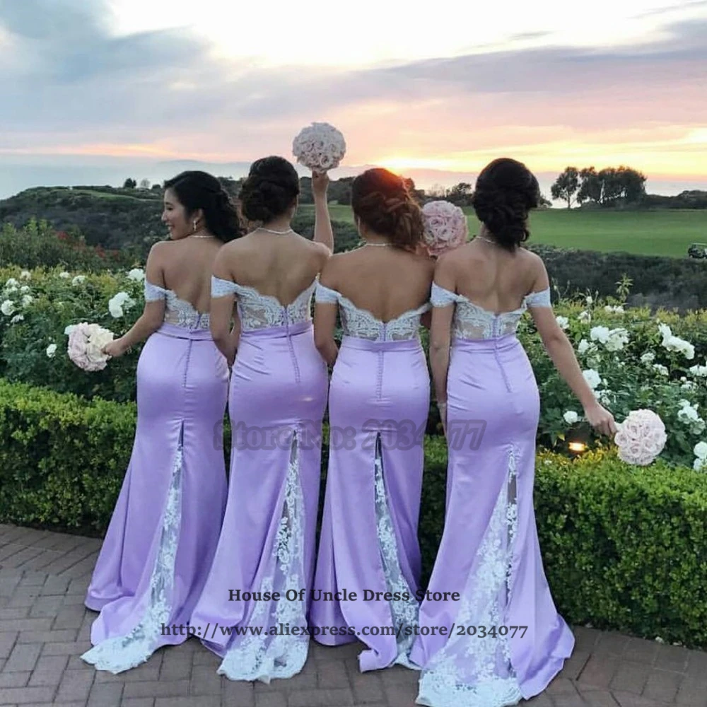 lilac mermaid bridesmaid dress