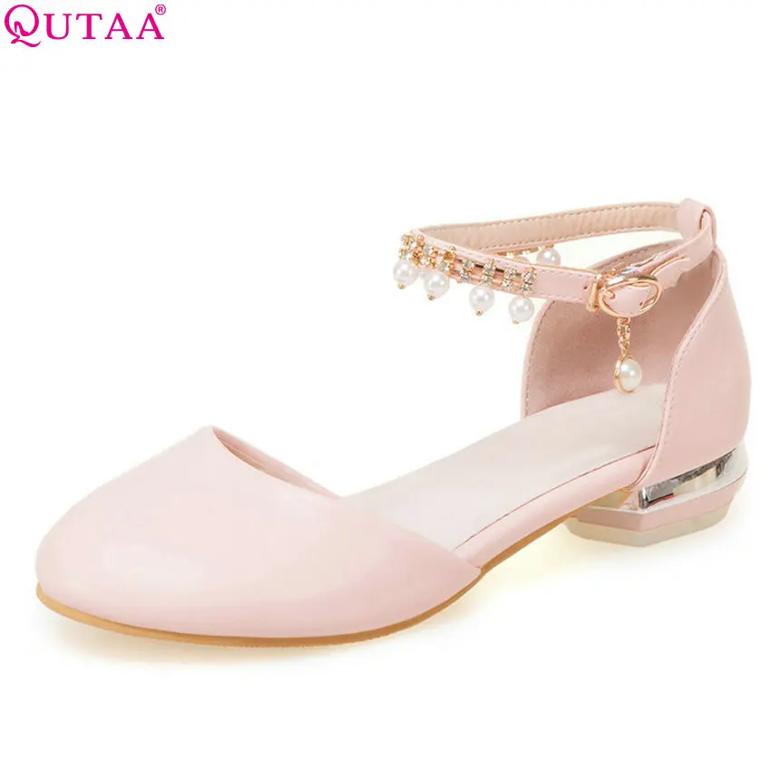 

QUTAA 2018 Women Pumps Round Toe All Match Fashion Women Shoes Platform Pu Leather Simple Casual Women Pumps Size 34-43