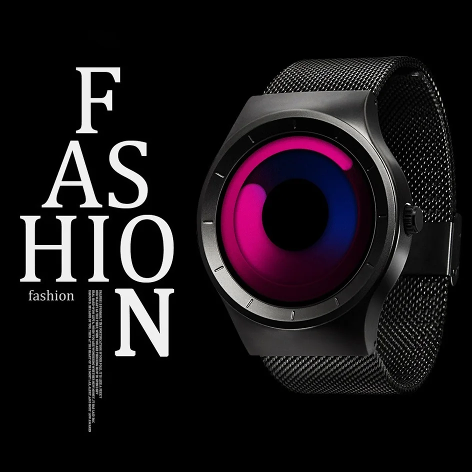 

Dropshipping Watch Men Watches Mens Clock 2018 Fashion New Creative Design Special Novelty No Pointer Swirl relogio masculino