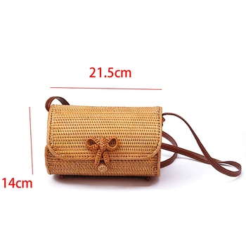 

Handwoven Bali Rectangle Retro Rattan Straw Beach Bag Crossbody Small Square Bag Luxury Handbags Women Bags
