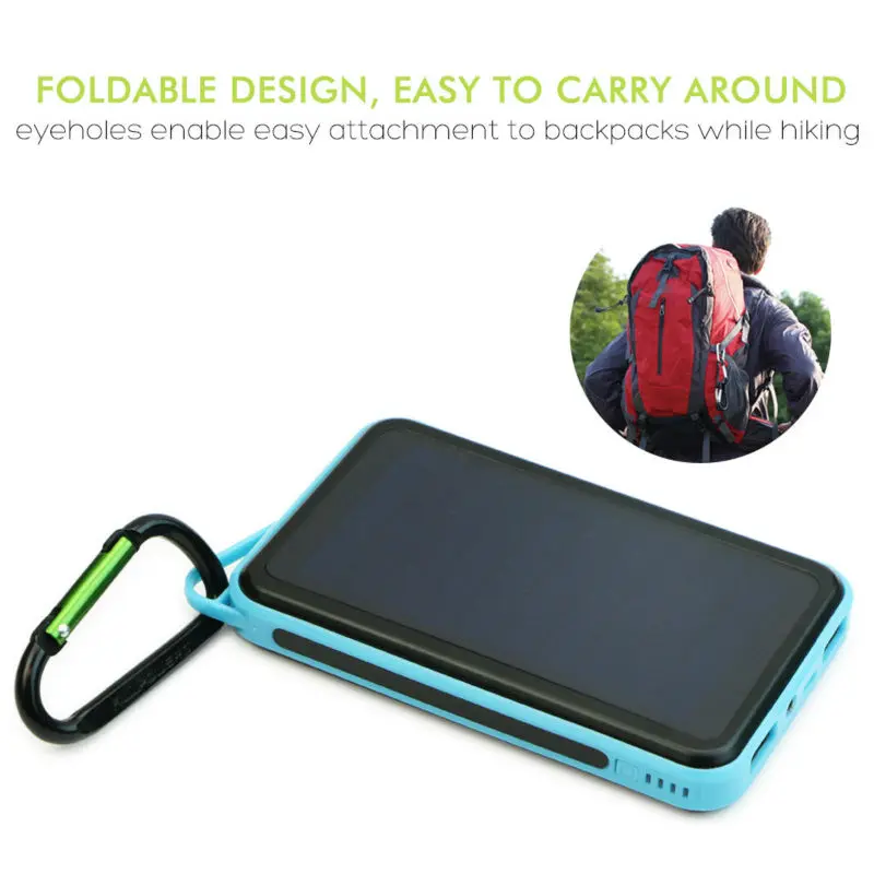 ALLPOWERS Solar Power Bank 15000mAh Dual USB Portable Power Charger Solar Panel for iPhone iPad Samsung Smart Phones Outdoors