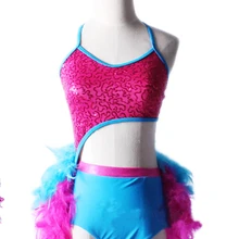 Детские новые импортные товары; женская обувь с перьями для латинских танцев современное бальное Танцы сексуальный танец костюмы для детей для латинских танцев топы