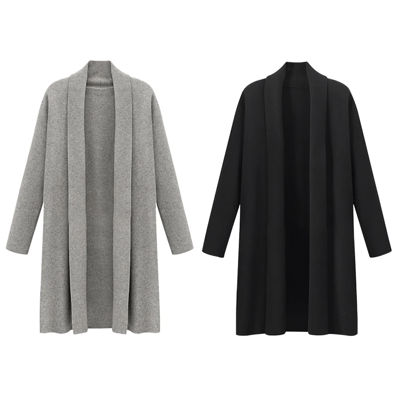 Autumn Winter Plus size XL-5XL Women Sweaters Knitwear Solid Long Sleeve Cardigans Knitted Sweater Open stitch Coat (1)