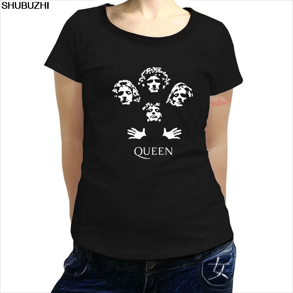 

summer cotton women t shirt Queen Rock Band T-Shirt Bohemian Rhapsody Freddie Mercury Vintage Throwback Logo T Shirt sbz1064
