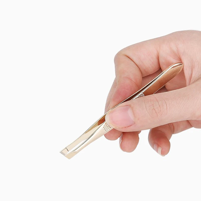 Murah Alis Penjepit Golden Silver Stainless Steel Slant Ujung Datar Melengkung Forceps Rambut Kosmetik Alat Makeup Kit Wajah Pemangkas
