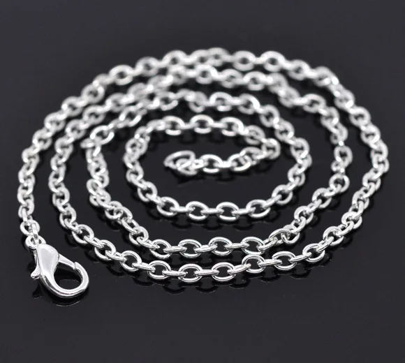 

Free Shipping 24 Strands Silver Plated Lobster Clasp Link Chain Necklaces 18" Findings Wholesale