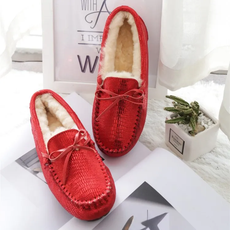 

New Women Fashion Snow Boots Warm Ankle Boots Winter Shoes Genuine Cow Leather Flats Warterproof Top Quality Shoes Hot Sale