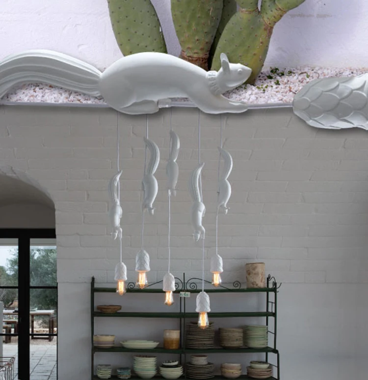 Nordic Resin Squirrel Led Pendant Lights Modern Industrial Hanging Animal Lamp24