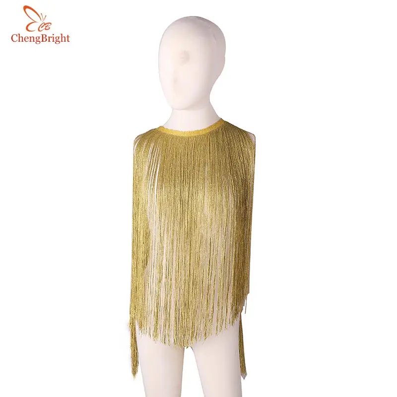 

CHENGBRIGHT 2Yards Gold Silk Sparkling Fringe Trim Tassel Fringe Trimming Latin Dress Stage Clothes Accessories Lace Ribbon DIY