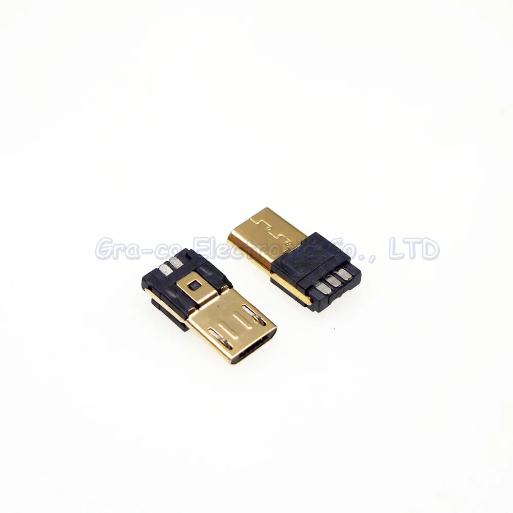 5 шт. 24K позолоченный USB-MICRO 5P Micro usb штекер 4/5 клеммы разъем | Электроника