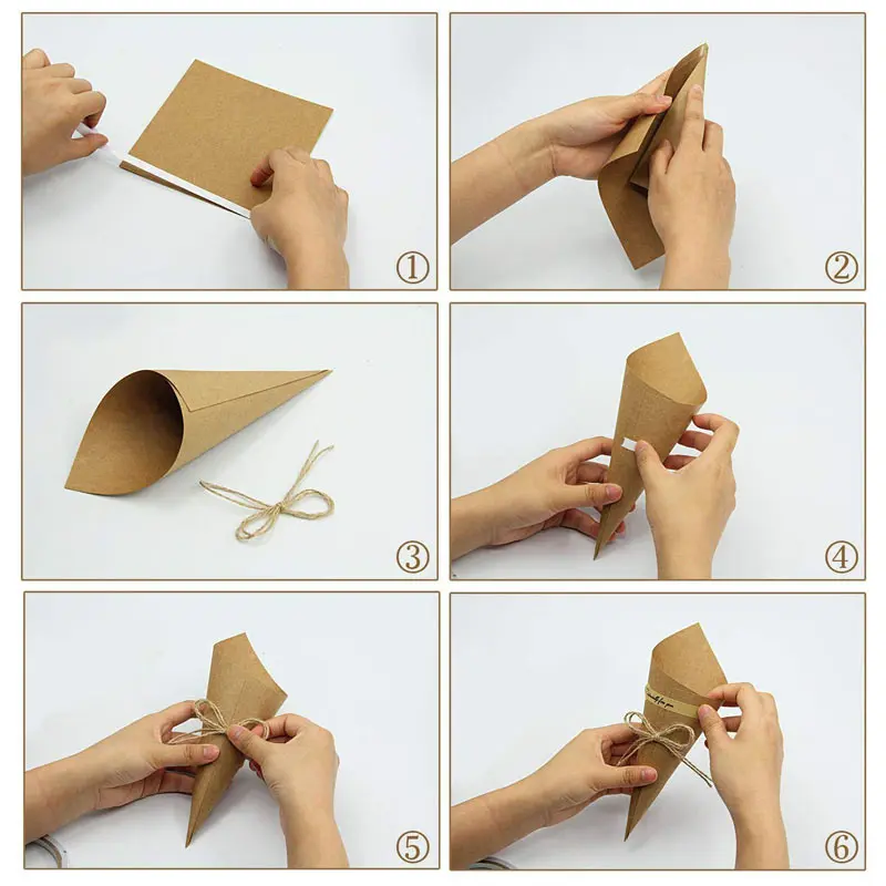 50Pcs-set-Retro-Folding-Kraft-Paper-Confetti-Cone-Bouquet-With-Hemp-Ropes-Wedding-DIY-Decoraion-Gifts