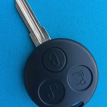 20 шт./партия, ключ, пустой, без выреза, лезвие для Benz Smart Fortwo Key Shell, 3 кнопки, пульт дистанционного управления, Автомобильный ключ, чехол, сменный корпус