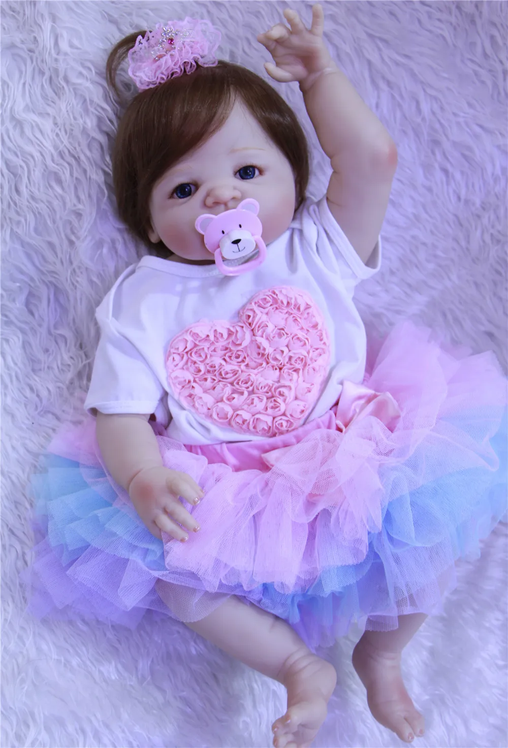 

Realistic Bebe alive 23inch 57cm Full silicone vinyl reborn babies hand rooted hair girl dolls kids birthday gift brinquedos