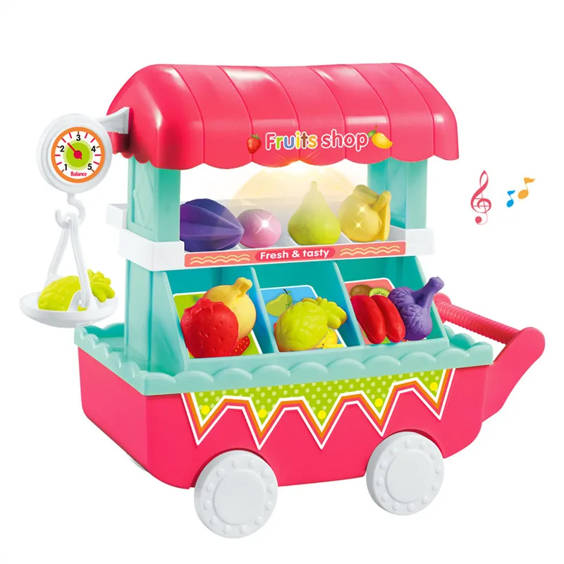 1 комплект детский мини-светильник-тележка музыкальная корзина для фруктов и овощей для девочек игровой дом кухонные игрушки