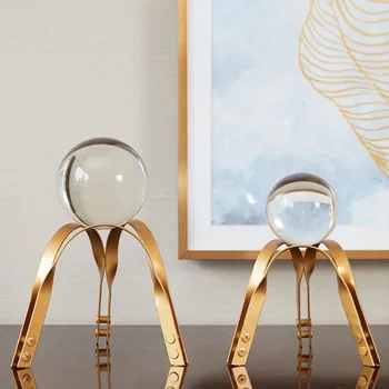 

European style Iron Art Tripod Crystal Ball Stand Decor/Gorgeous Interior Showpiece Glass Balls Home Decoration Accessories Gift