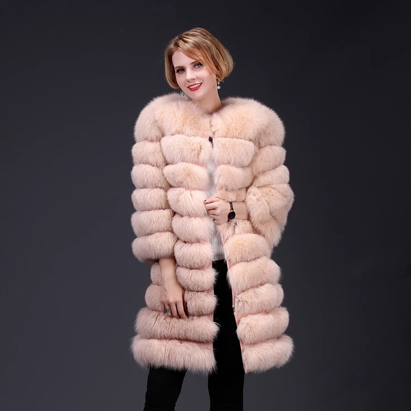 

2019 real fox fur coat jacket detachable sleeve bottom transforme long warm high fashion women natural fur thick street style
