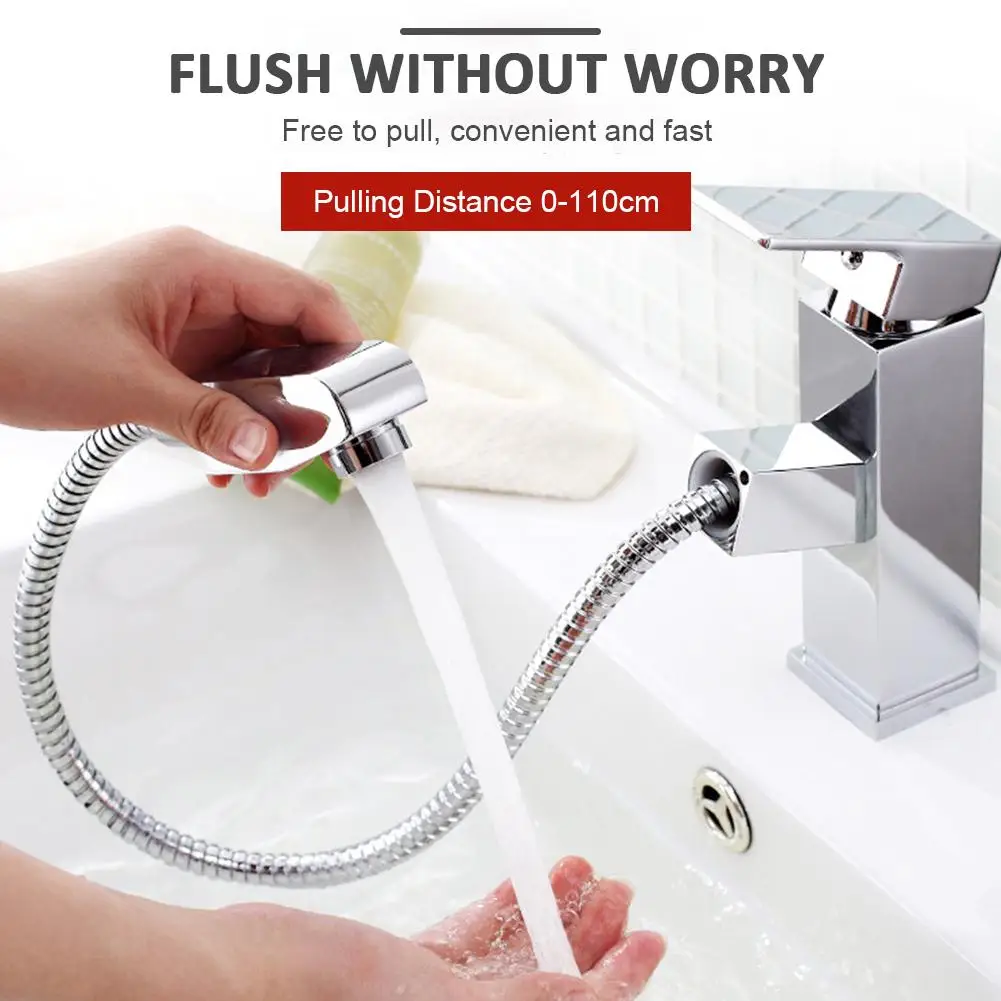 

All-Copper Square Kitchen Faucet Aerator Rotating Pulling Kitchen Basin Faucet Sink Hot And Cold Water Type Kitchen Tools